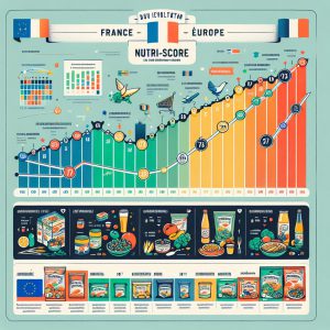 A photography of the evolving Nutri-Score in France and Europe since its inception in 2017, highlighting the improved algorithm and expanding consumer awareness and usage.