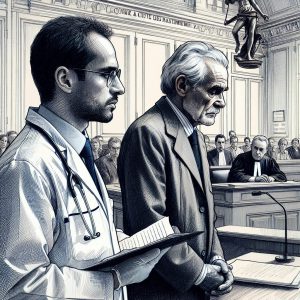 A photography of a senior citizen being sentenced to a citizenship stage for assaulting a doctor during a consultation in France.