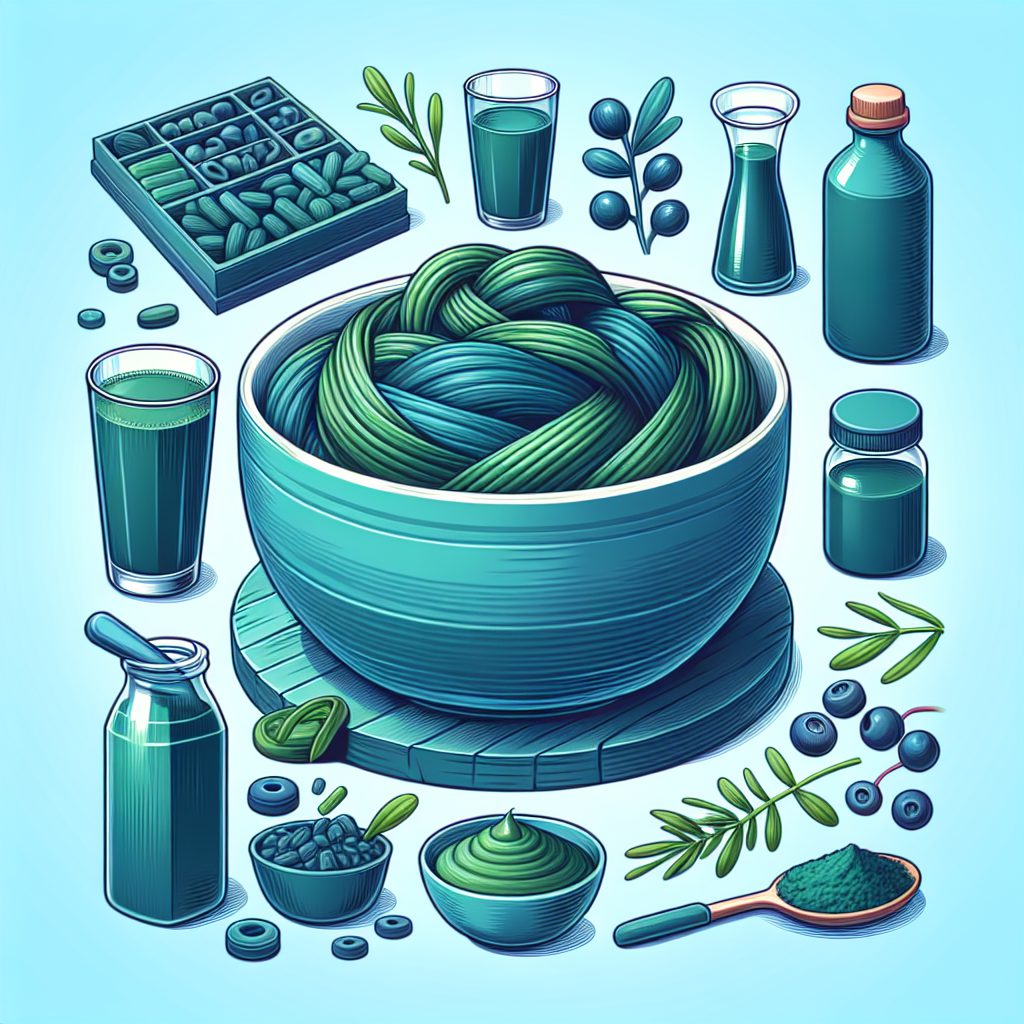 "A photograph of spirulina, the superfood with unparalleled health benefits and beauty advantages, showcasing its nutritional richness and diverse applications."