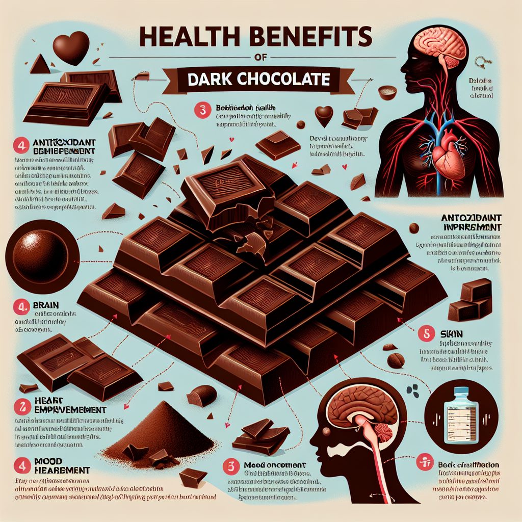 A photography of the health benefits of dark chocolate.