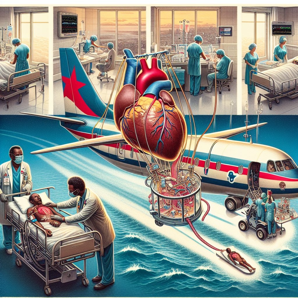 A photography of a groundbreaking heart transplant journey from the Antilles to Paris, highlighting medical innovation and hope for patients awaiting organ donations.