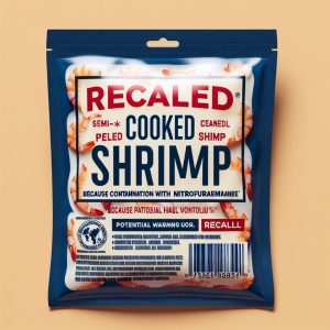 A photography of Carrefour Classic semi-peeled cooked shrimp packets being recalled nationwide due to traces of a potentially harmful chemical, nitrofurane.