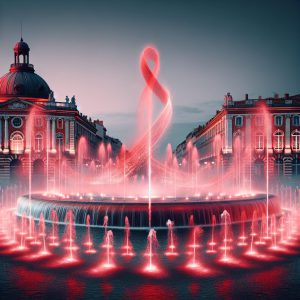 "Capture a striking photograph of the red-lit fountains of Toulouse, raising awareness for bladder cancer this May."