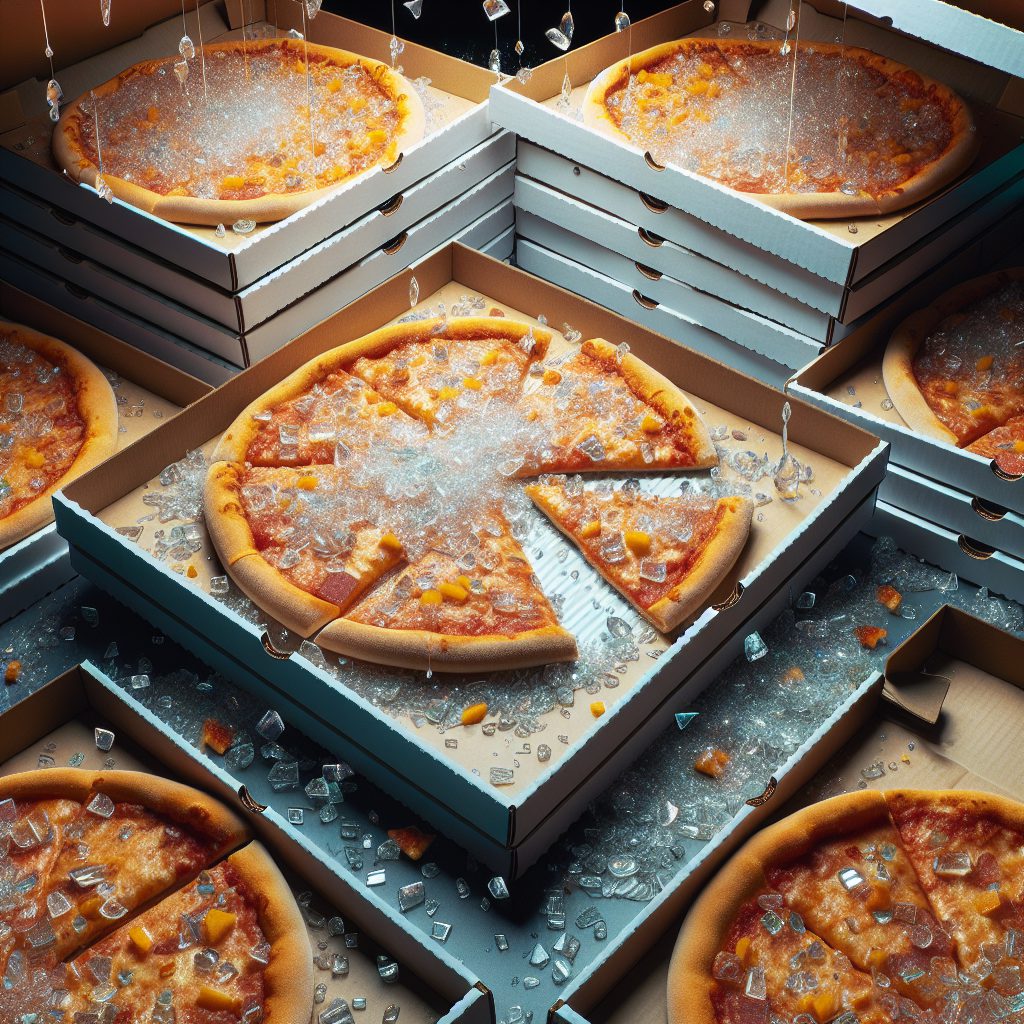 A photography of the recalled pizzas with glass debris contamination at Auchan supermarkets.