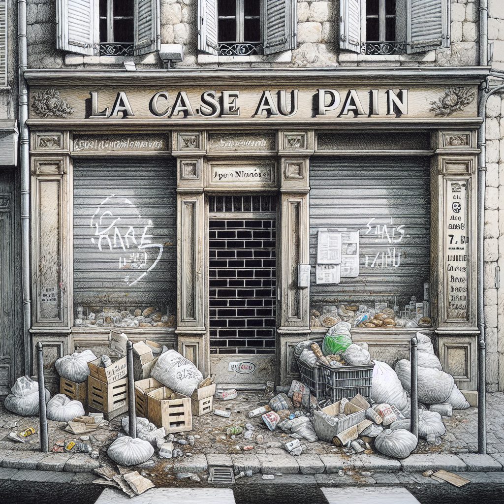 A photography of the closed bakery "La case au pain" following serious hygiene violations in Nîmes.