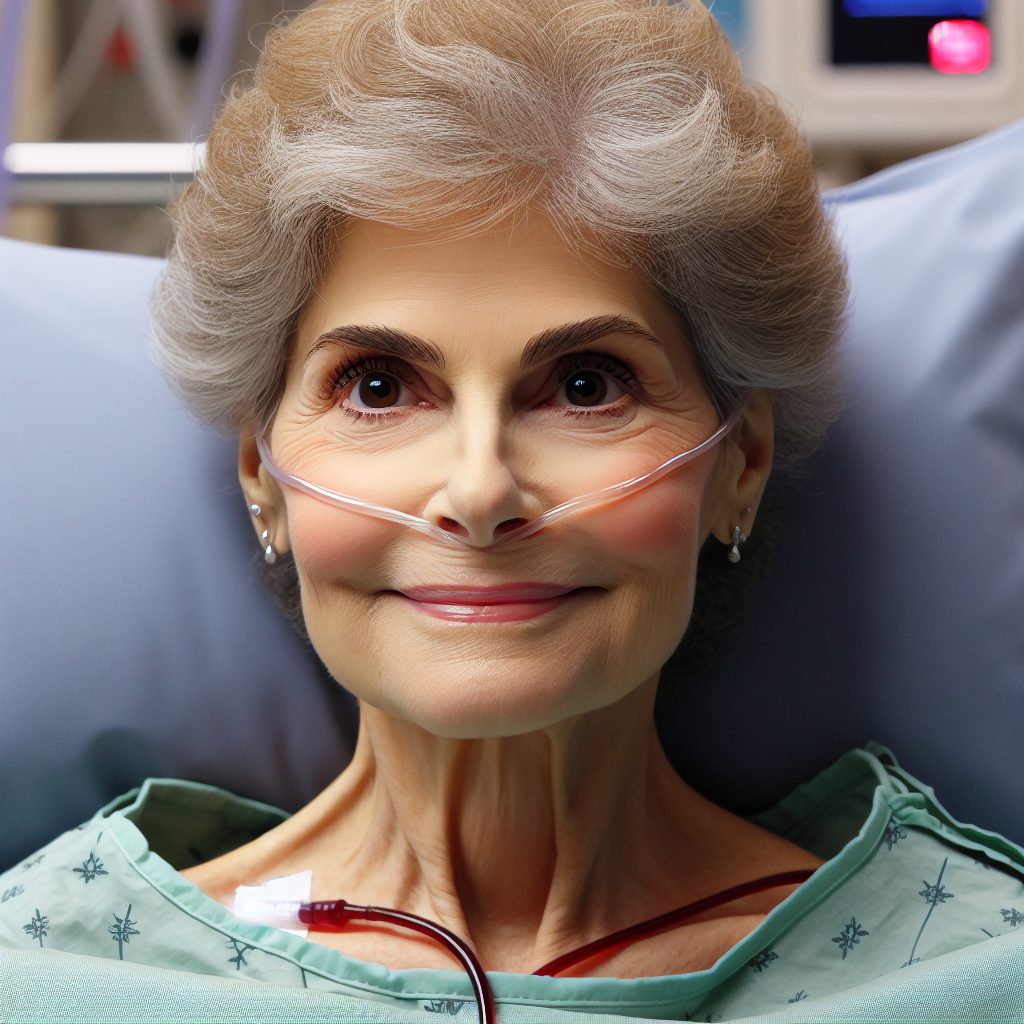 A photography of Lisa Pisano, a 54-year-old woman from New Jersey, receiving a groundbreaking pig kidney transplant at NYU Langone Hospital in New York.