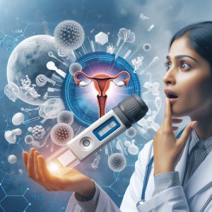 A photography of groundbreaking innovation in female health diagnostics with the Endotest, the world's first saliva-based test for endometriosis, revolutionizing the diagnostic process for women worldwide.