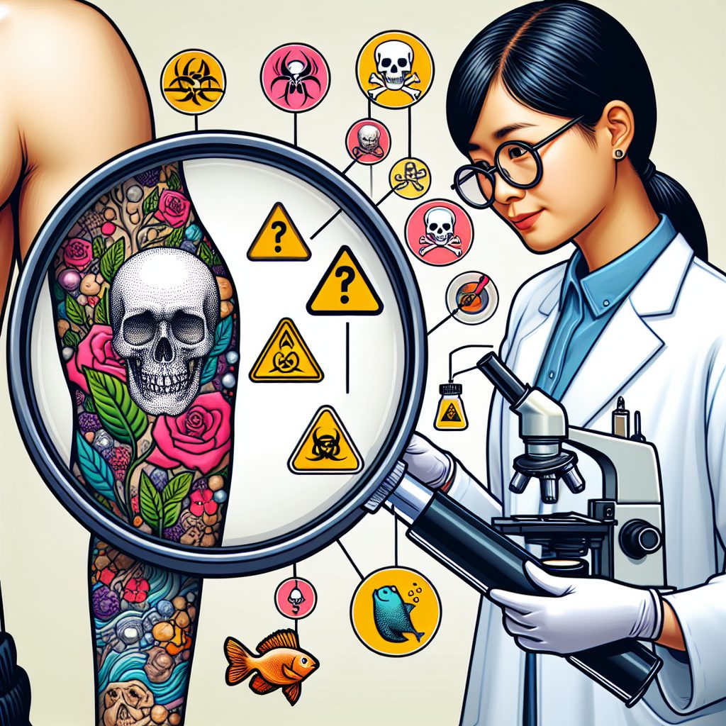 A photography of the alarming health risks associated with tattoo inks.