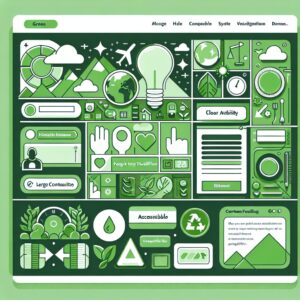 A photography of a modernized, eco-friendly website interface showcasing green elements and clear, accessible design for users with disabilities.