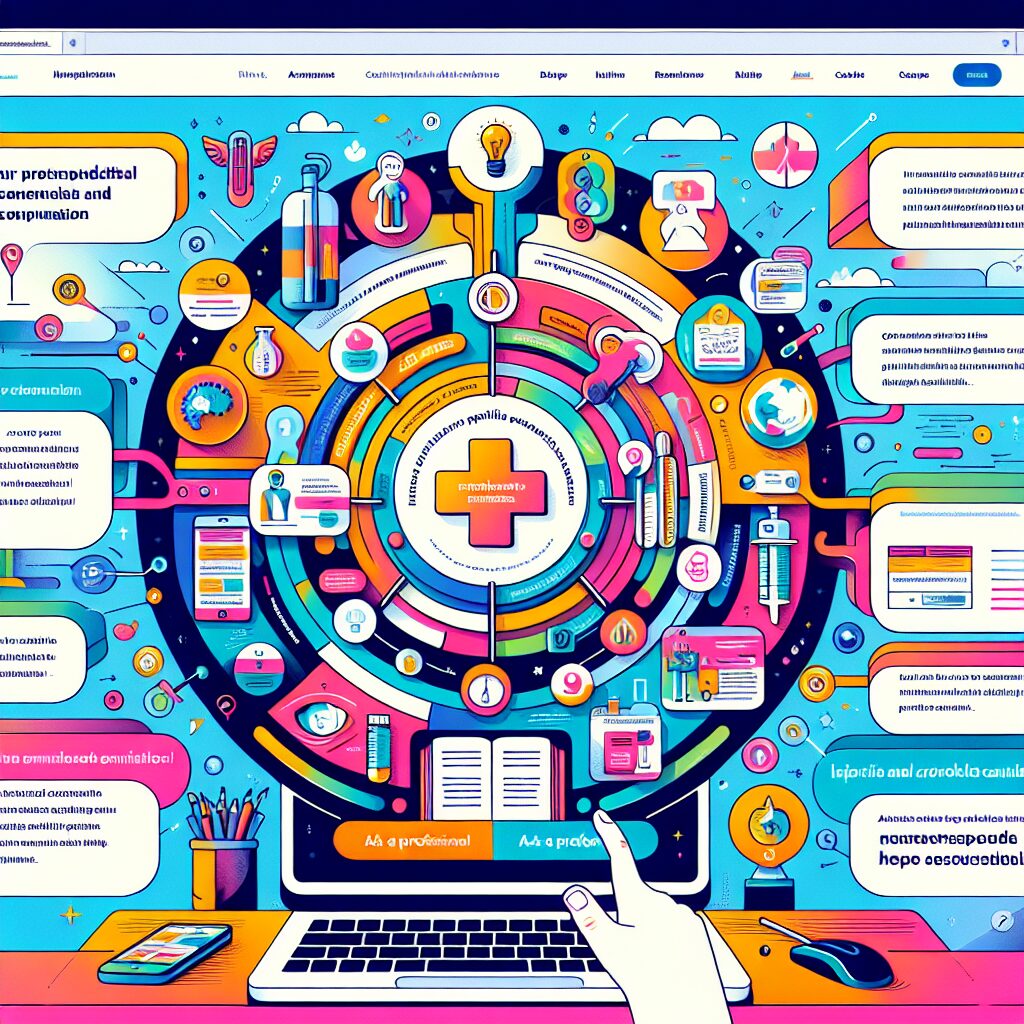 An informative and engaging illustration depicting various digital tools and resources available on a modern website for responsible alcohol consumption, including infographics and professional consultations.