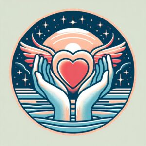 A serene and hopeful illustration representing organ donation, featuring symbolic heart and hands imagery, with a soft, inspirational color palette.